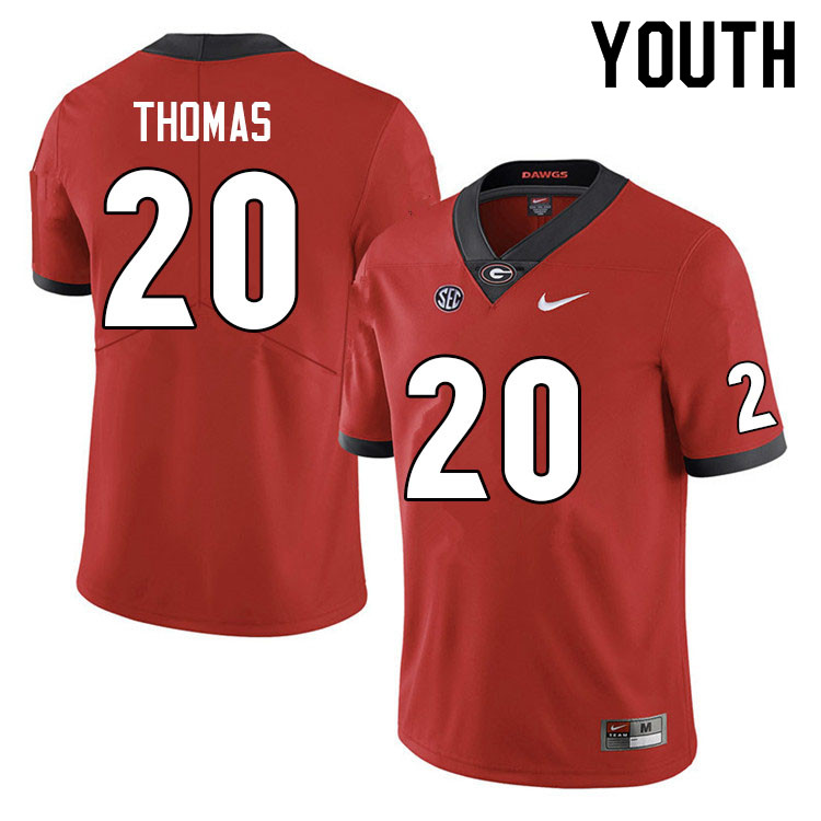Youth #20 JaCorey Thomas Georgia Bulldogs College Football Jerseys Sale-Red Anniversary
